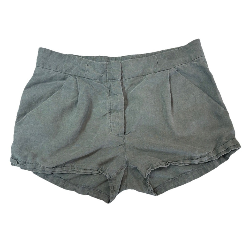 Aritzia Wilfred Layover Linen Shorts Sage Green Size 4 Pleated (MISSING BELT)